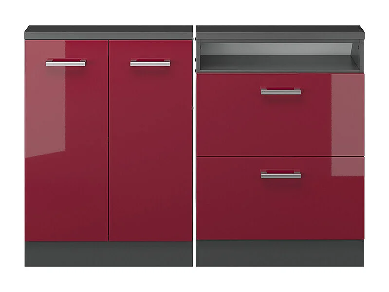 Dachschrägenschrank-Set rot hochglanz/anthrazit 120x46x81.6 rion