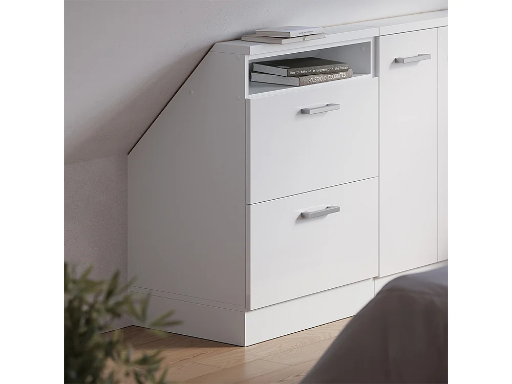 Meuble de rangement sous pente blanc brillant/blanc 60x46x81.6 rion