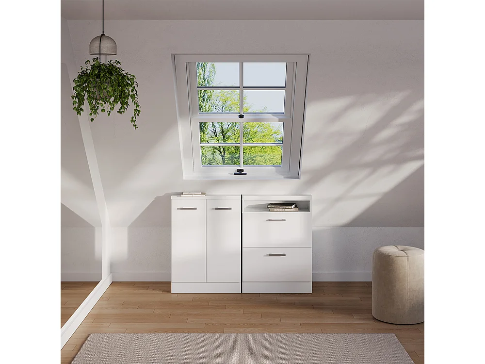 Meuble de rangement sous pente blanc brillant/blanc 60x46x81.6 rion
