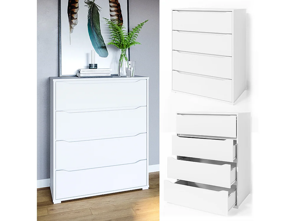 Commode avec tiroirs blanc 48x80x101.6 ruben