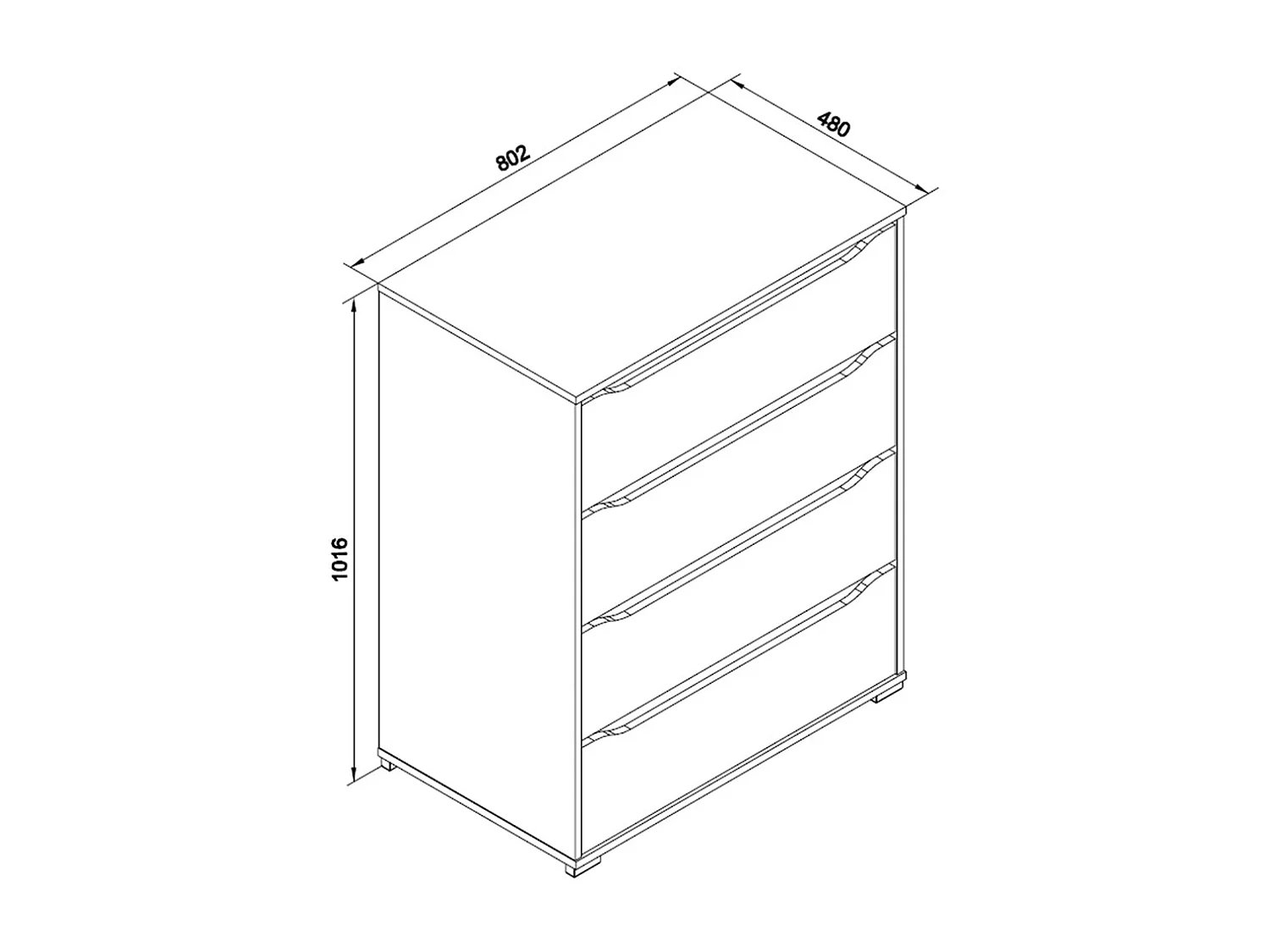 Commode avec tiroirs blanc 48x80x101.6 ruben