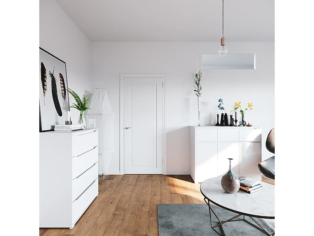 Commode avec tiroirs blanc 48x80x101.6 ruben