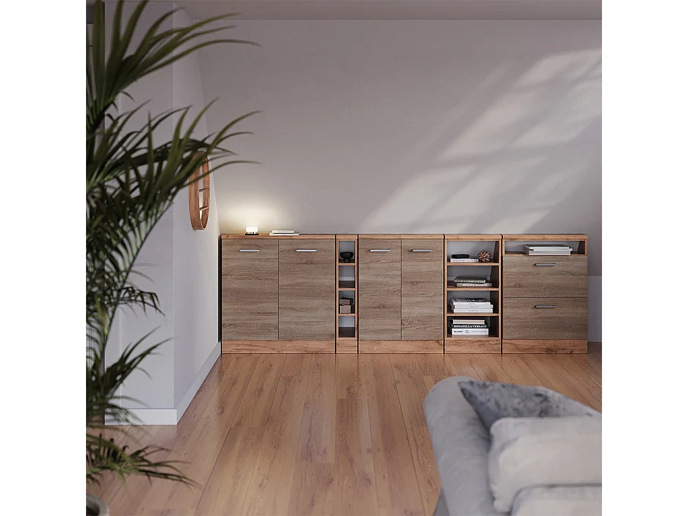 Ensembles de meuble de rangement sous pente sonoma/chêne doré 120x46x81.6 rion