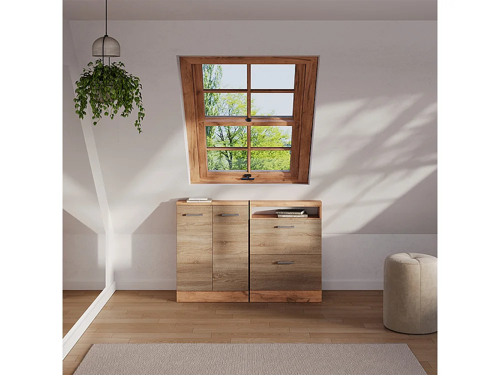 Ensembles de meuble de rangement sous pente sonoma/chêne doré 120x46x81.6 rion