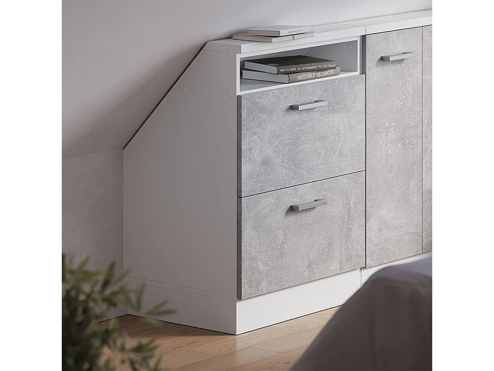 Dachschrägenschrank beton/weiß 60x46x81.6 rion