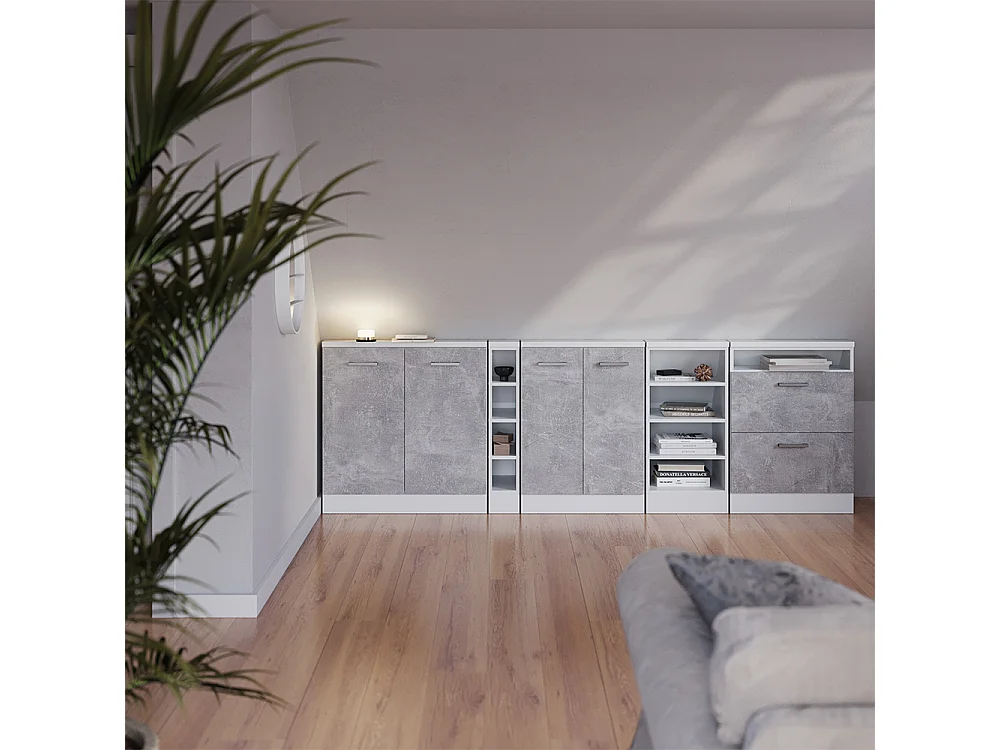 Snedtaksskåp betong/vit 60x46x81.6 rion