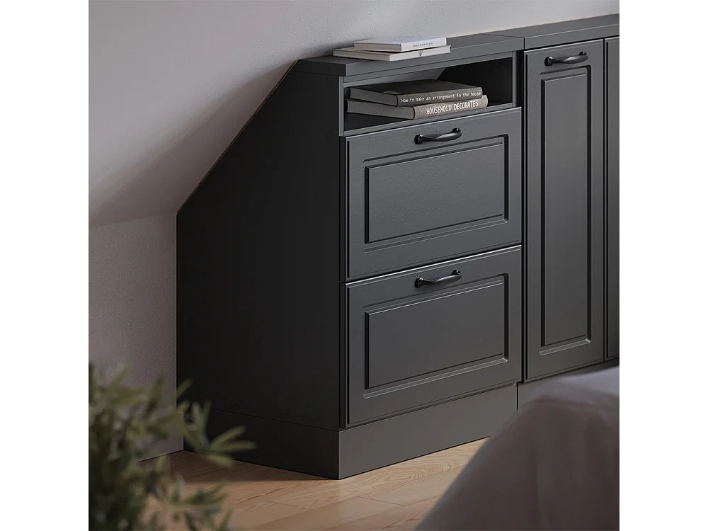 Meuble de rangement sous pente anthracite maison de campagne/anthracite 60x46x81.6 rion