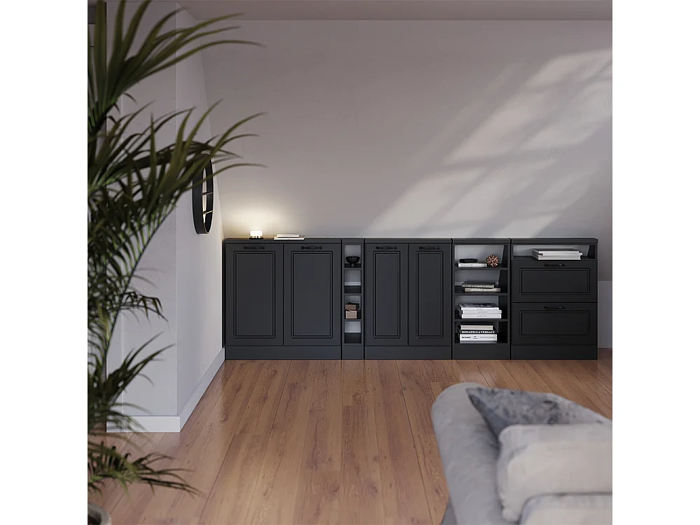 Meuble de rangement sous pente anthracite maison de campagne/anthracite 60x46x81.6 rion