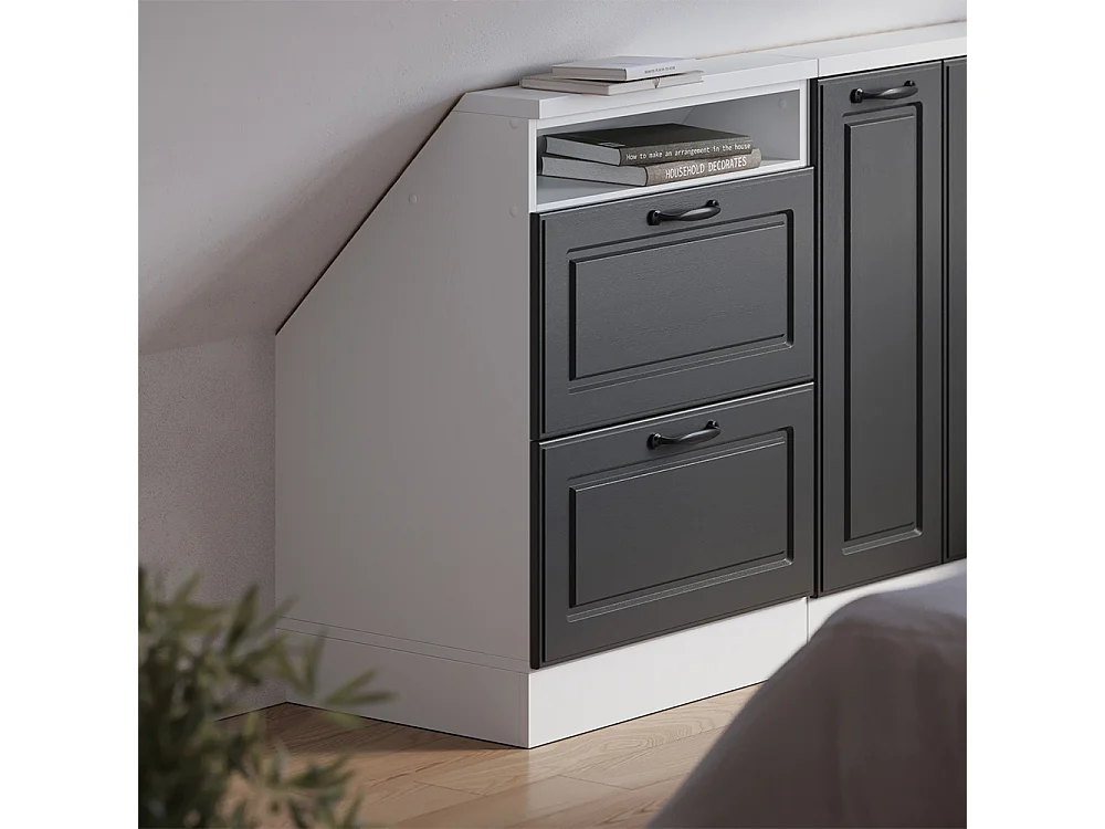 Meuble de rangement sous pente anthracite maison de campagne/blanc 60x46x81.6 rion