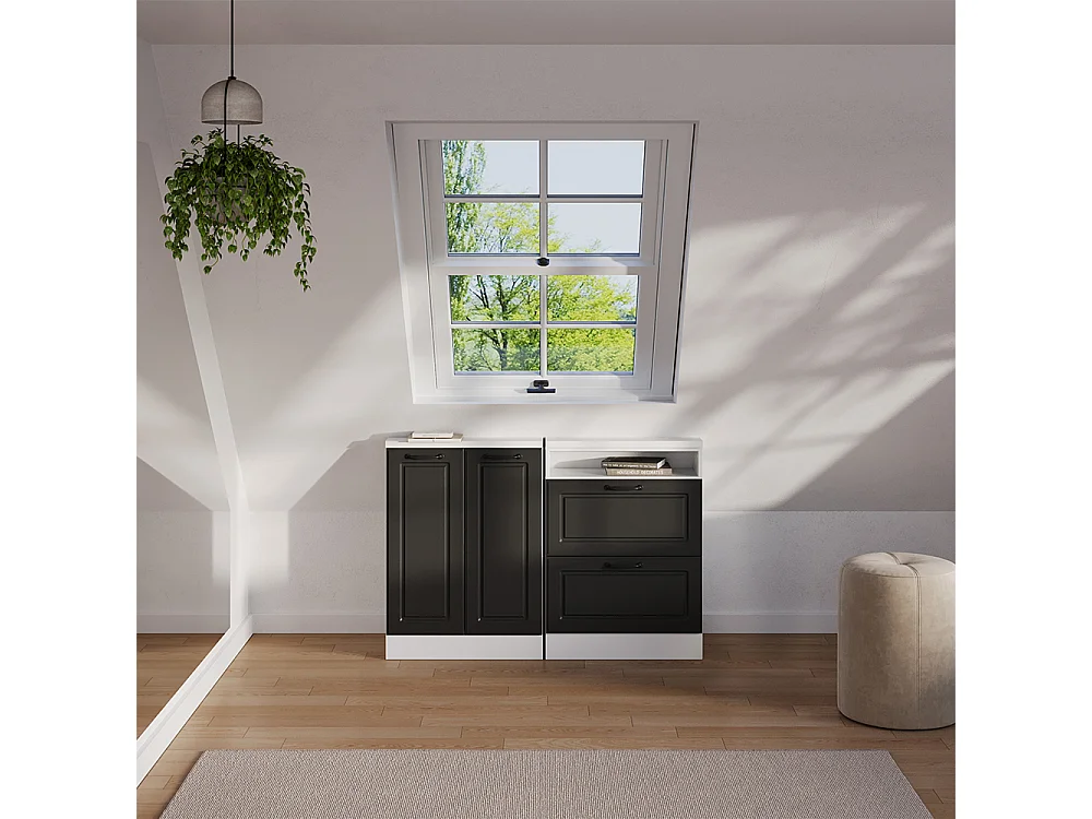 Meuble de rangement sous pente anthracite maison de campagne/blanc 60x46x81.6 rion