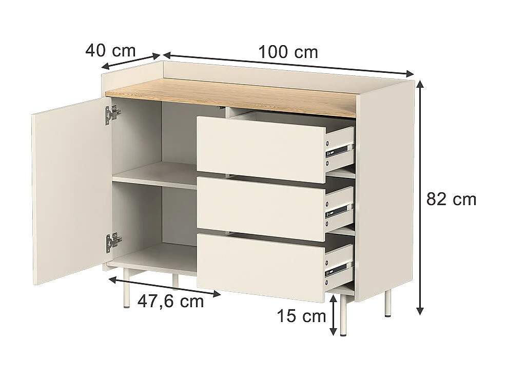 Aparador crema 100x40x82 velina