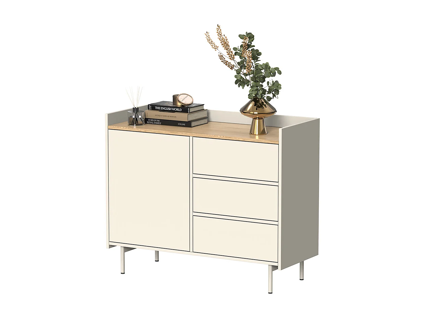 Commode avec tiroirs crème 100x40x82 velina