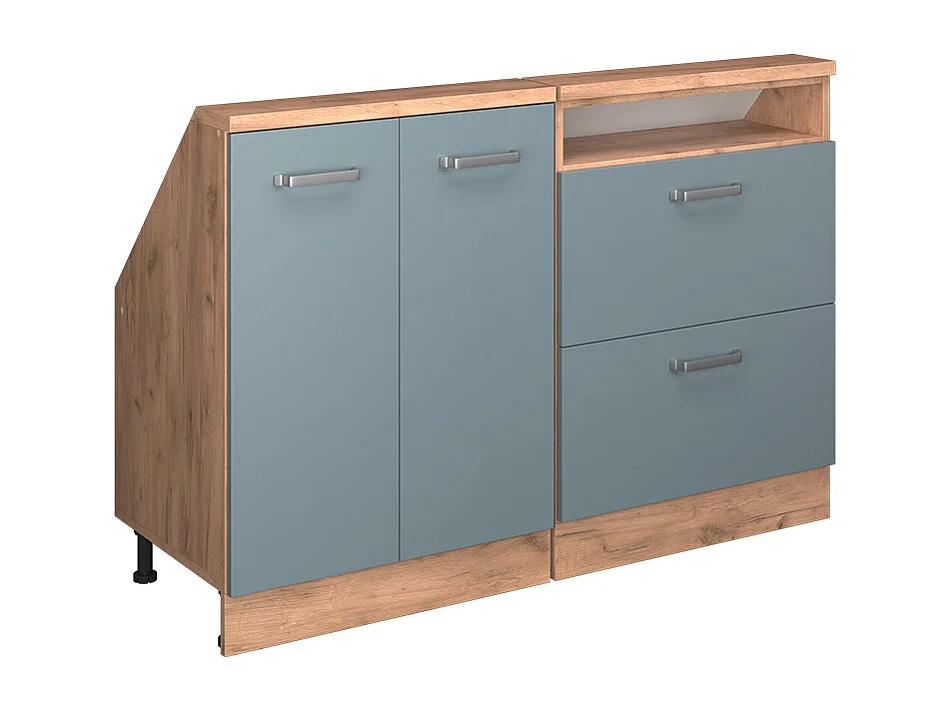 Ensembles de meuble de rangement sous pente bleu-gris/chêne doré 120x46x81.6 rion