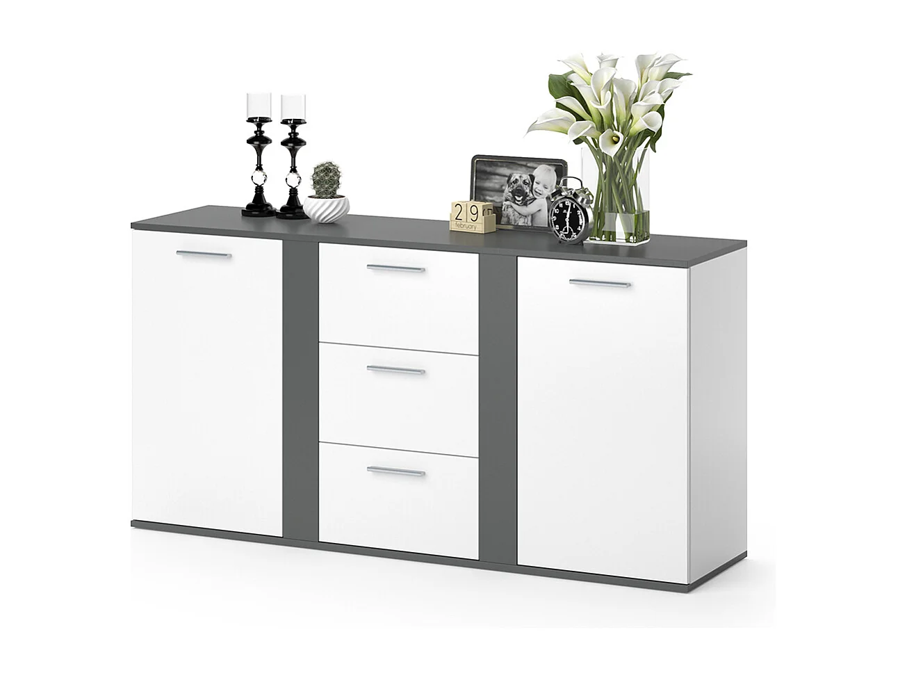 Commode avec tiroirs anthracite 40x155x80 novelli