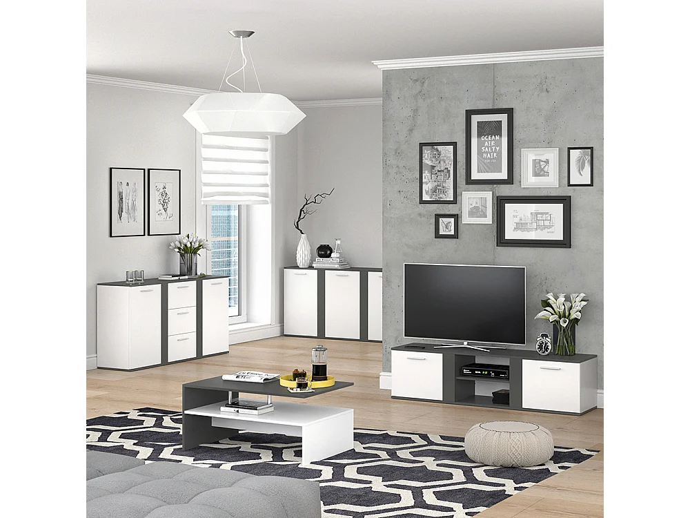 Commode avec tiroirs anthracite 40x155x80 novelli