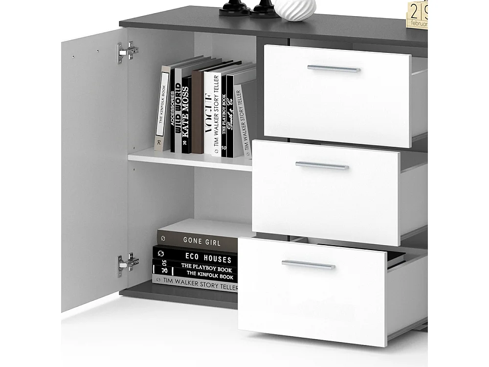 Commode avec tiroirs anthracite 40x155x80 novelli