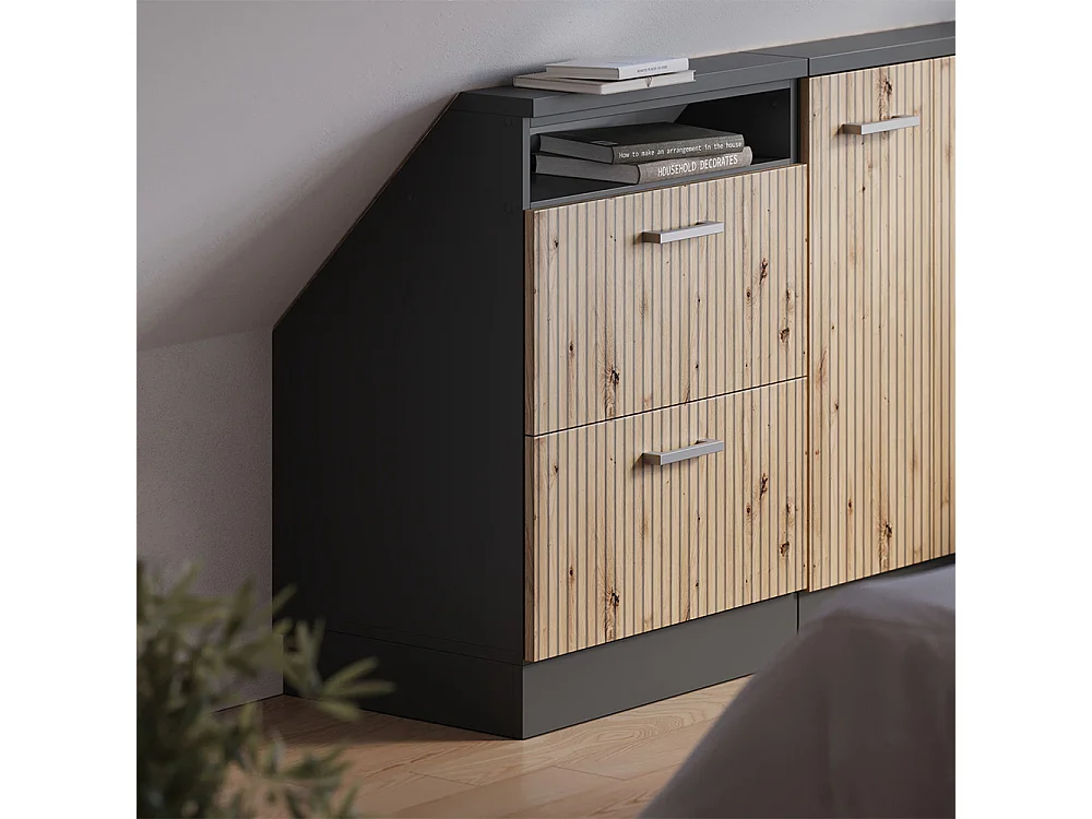 Meuble de rangement sous pente chêne artisan/anthracite 60x46x81.6 rion