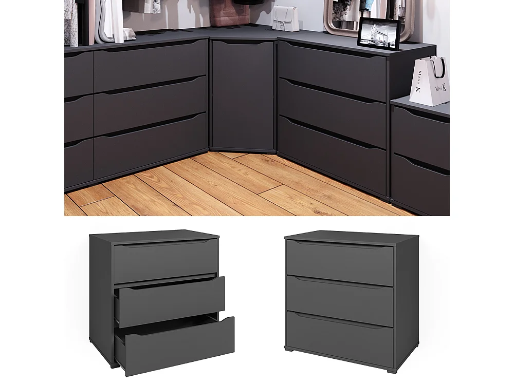 Commode avec tiroirs anthracite 48x80x77.6 ruben