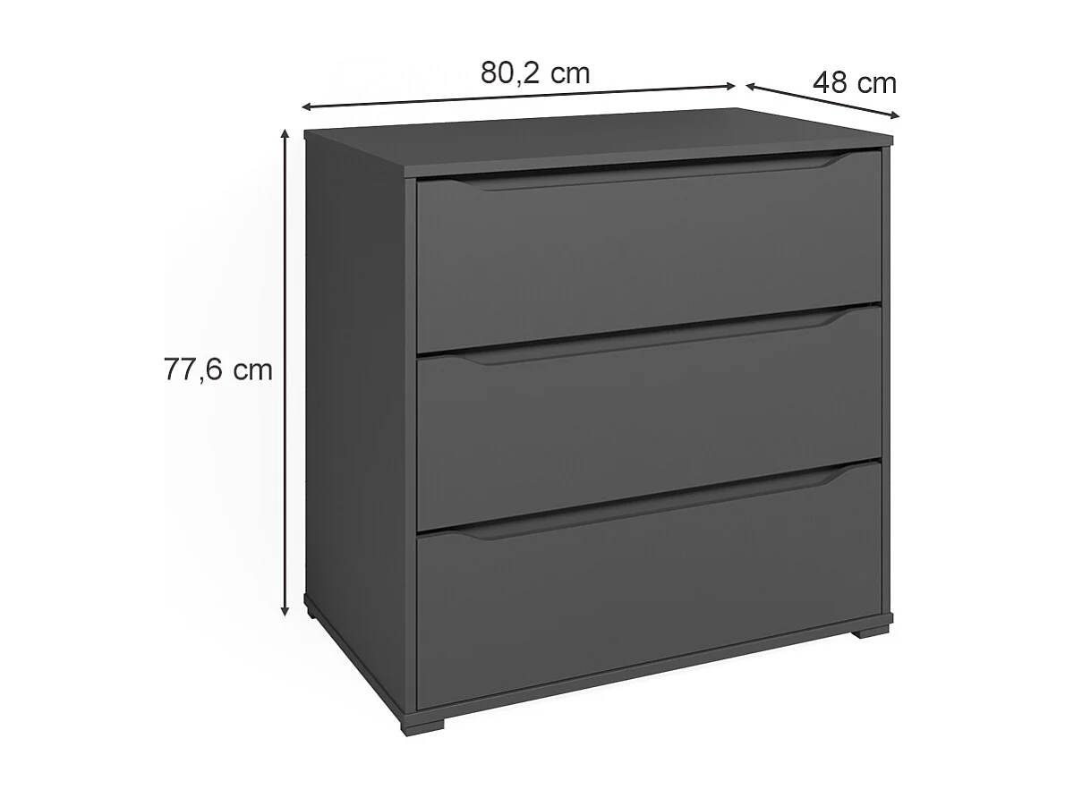 Commode avec tiroirs anthracite 48x80x77.6 ruben