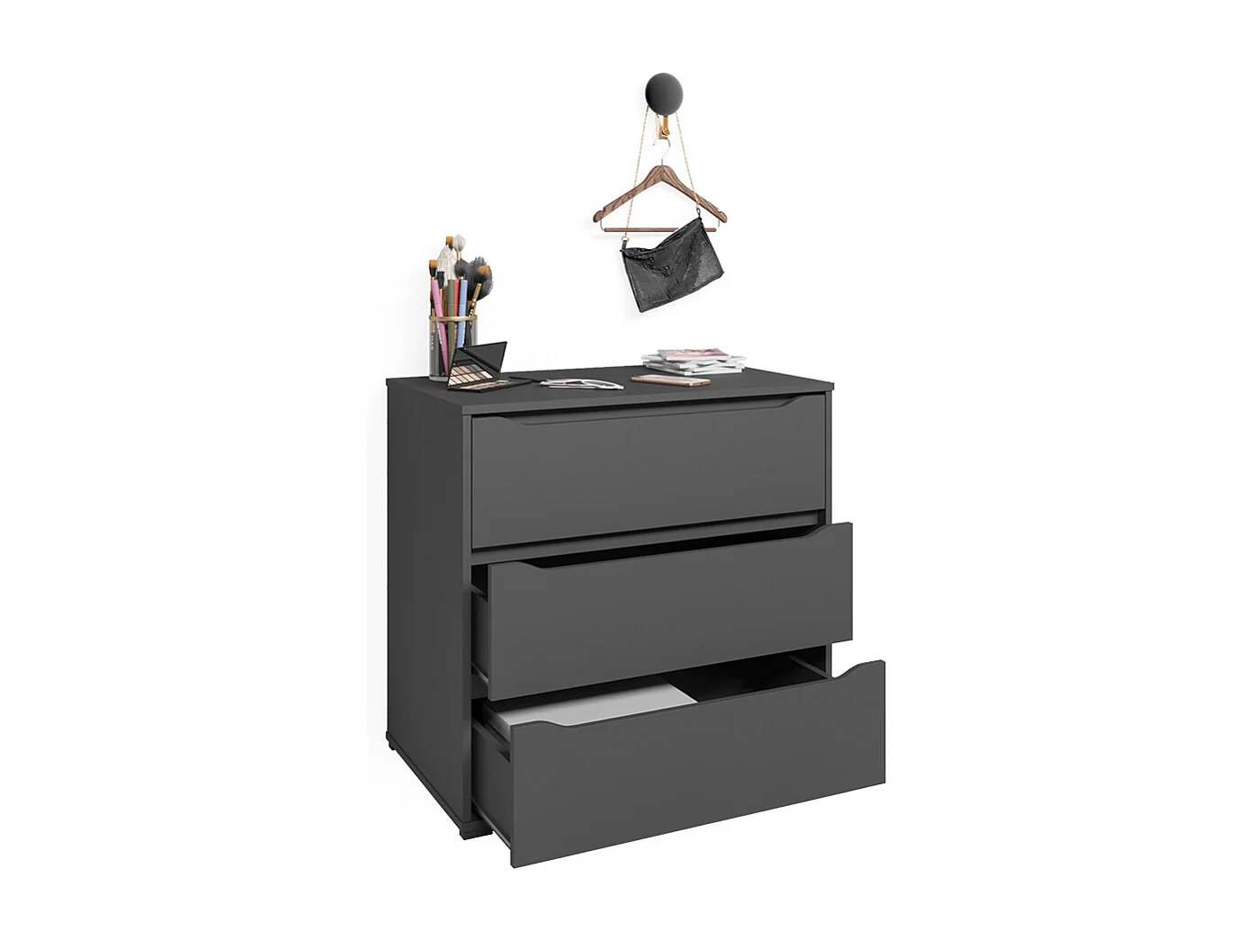 Commode avec tiroirs anthracite 48x80x77.6 ruben