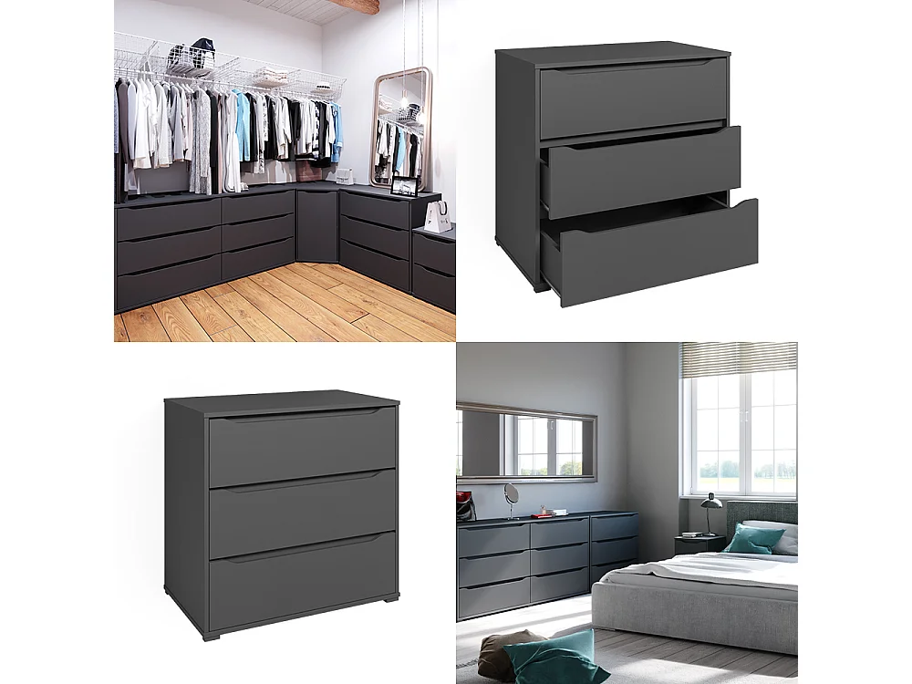 Commode avec tiroirs anthracite 48x80x77.6 ruben