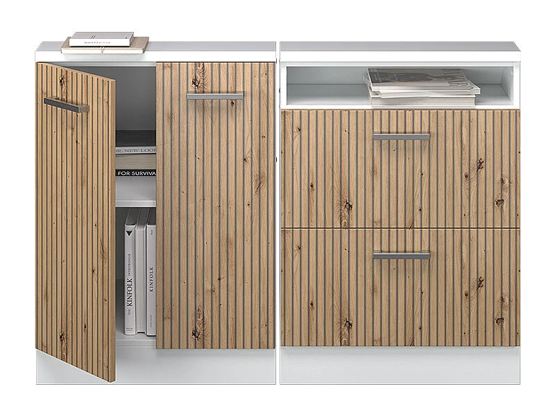 Conjunto de armarios para techo inclinado roble artesanal/blanco 120x46x81.6 rion