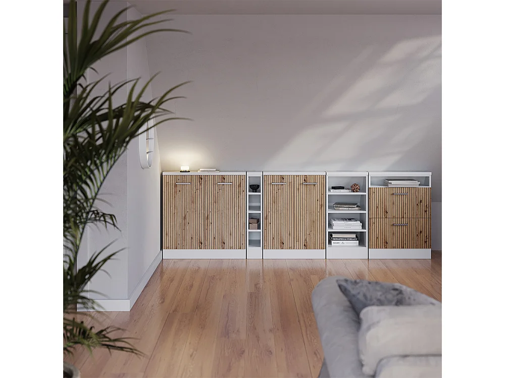 Dachschrägenschrank-Set artisan eiche/weiß 120x46x81.6 rion