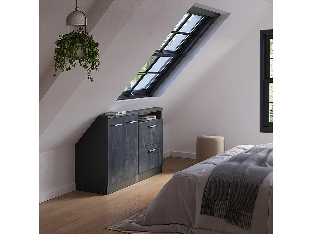 Set di mobili sottotetto calcestruzzo nero/antracite 120x46x81.6 rion