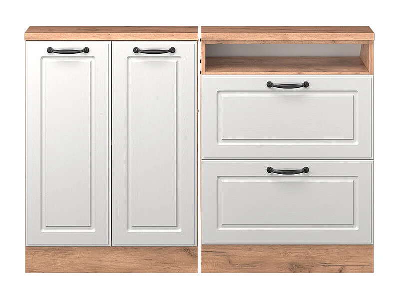 Dachschrägenschrank-Set weiß landhaus/goldkraft eiche 120x46x81.6 rion