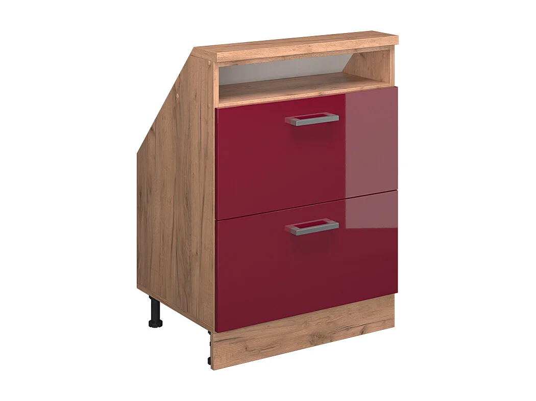 Meuble de rangement sous pente rouge brillant/chêne doré 60x46x81.6 rion