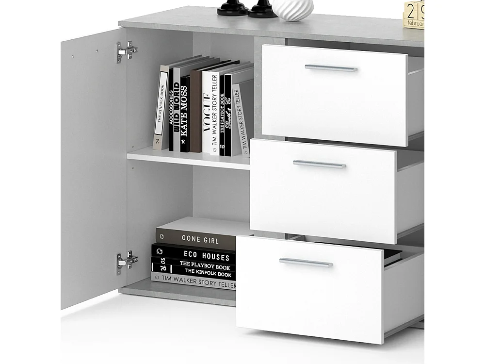 Commode avec tiroirs béton 40x155x80 novelli