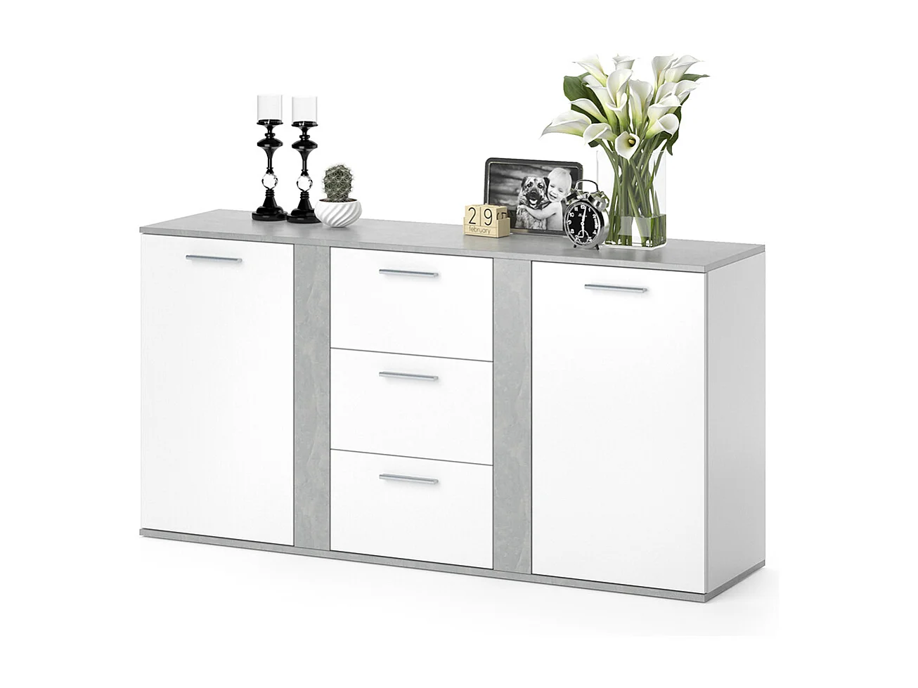 Commode avec tiroirs béton 40x155x80 novelli