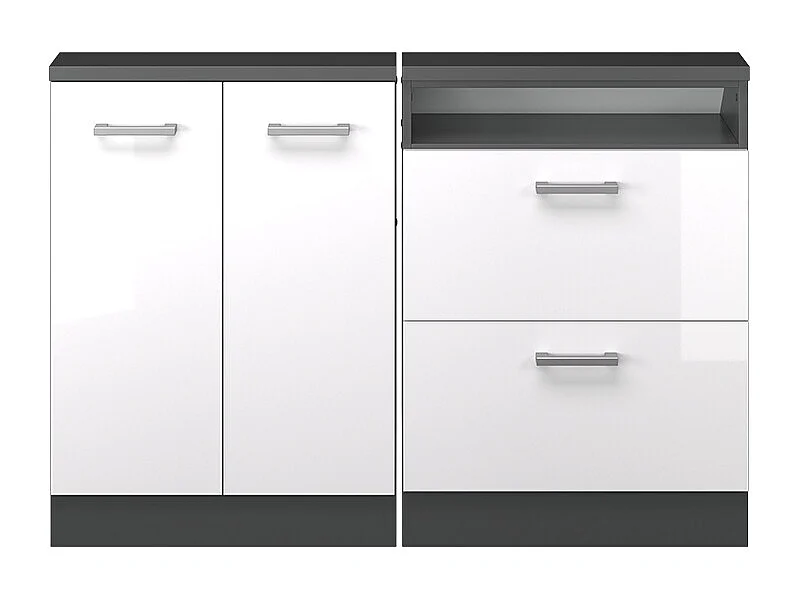 Ensembles de meuble de rangement sous pente blanc brillant/anthracite 120x46x81.6 rion
