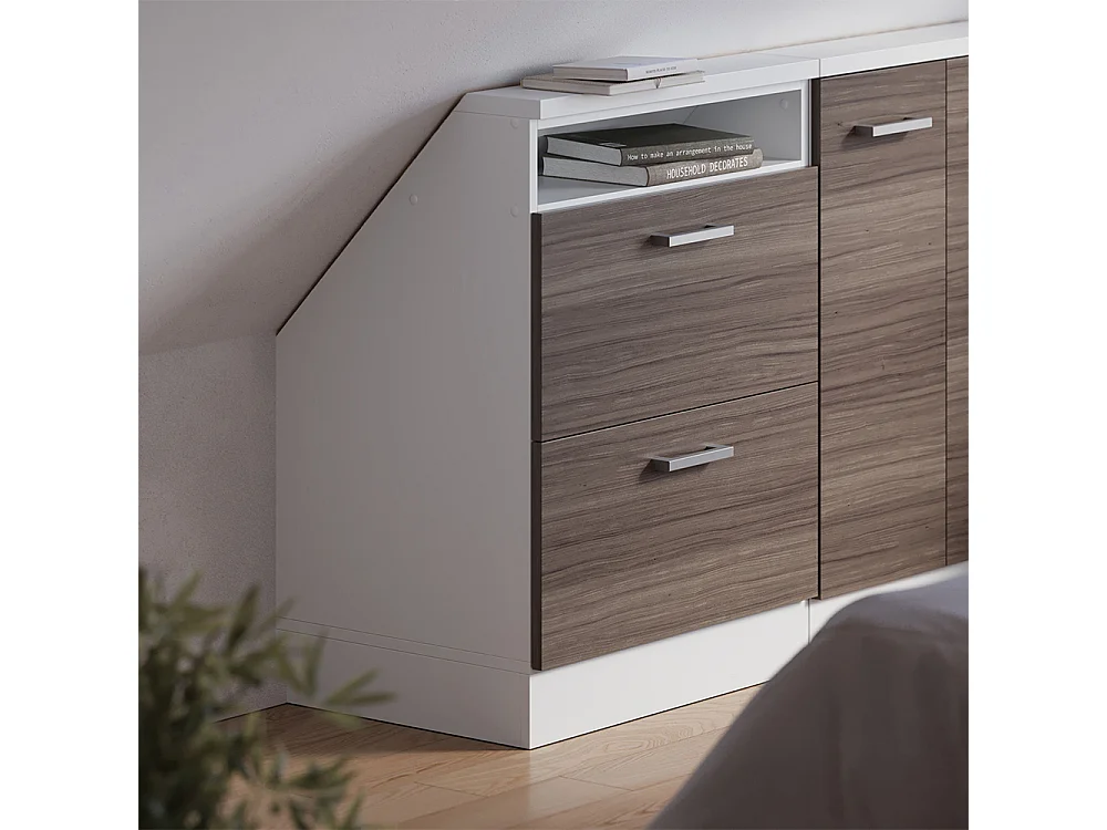 Meuble de rangement sous pente gris noble/blanc 60x46x81.6 rion