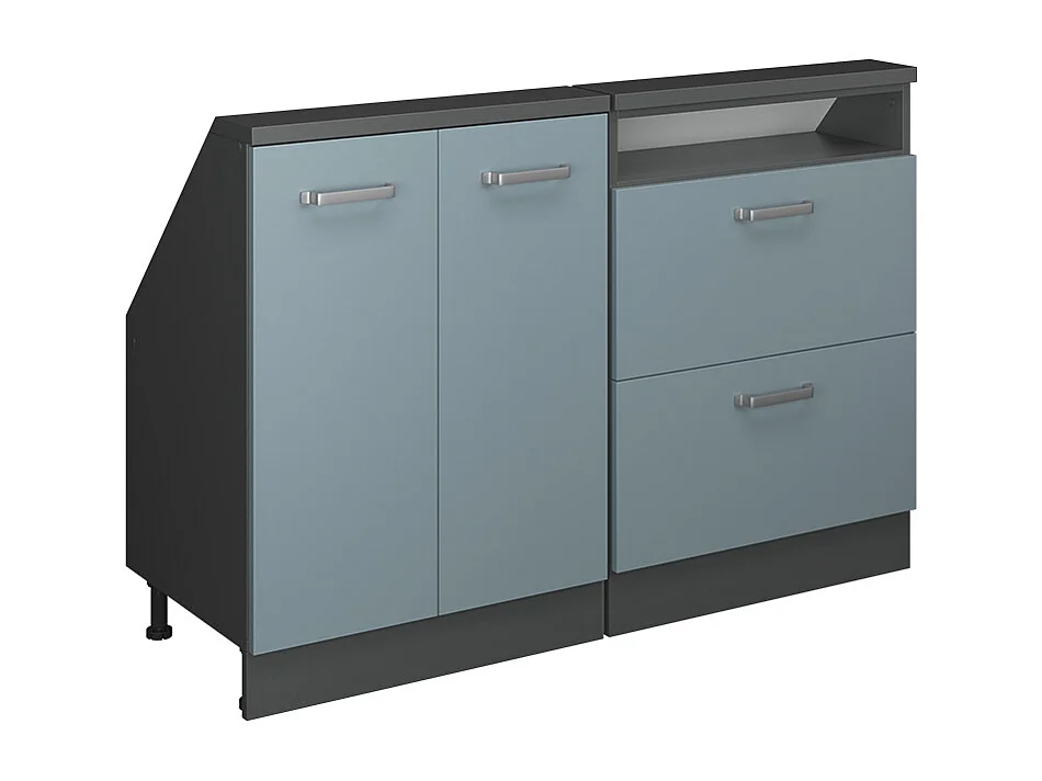 Ensembles de meuble de rangement sous pente bleu-gris/anthracite 120x46x81.6 rion