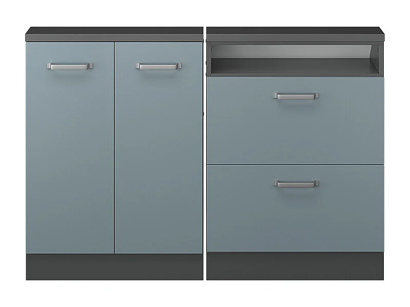Ensembles de meuble de rangement sous pente bleu-gris/anthracite 120x46x81.6 rion