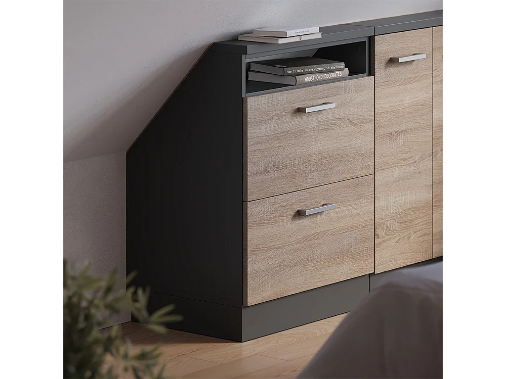 Dachschrägenschrank sonoma/anthrazit 60x46x81.6 rion