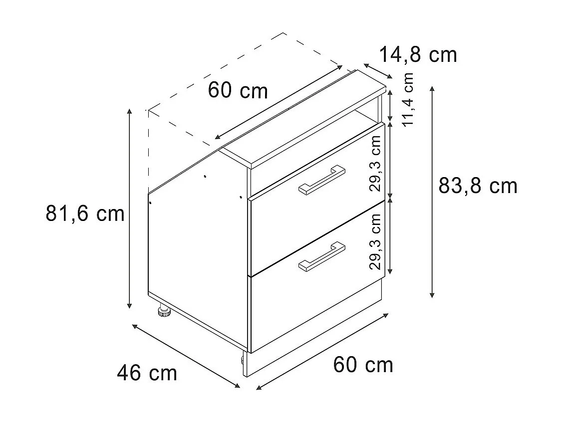 Snedtaksskåp sonoma/antracit 60x46x81.6 rion