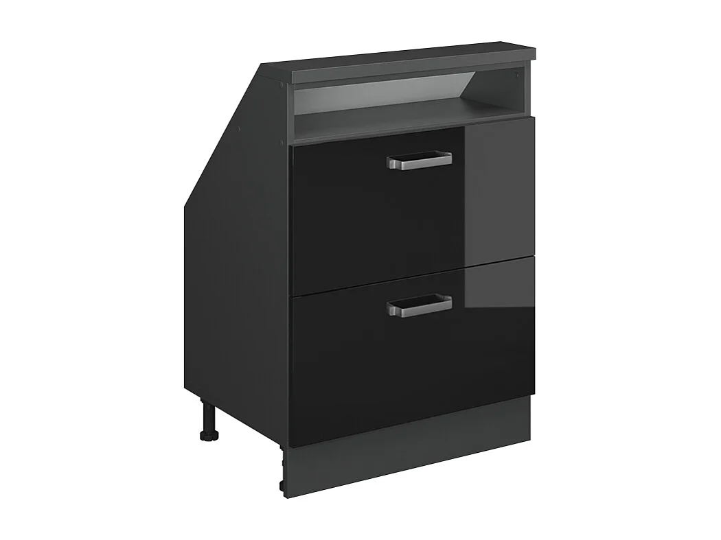 Meuble de rangement sous pente noir brillant/anthracite 60x46x81.6 rion