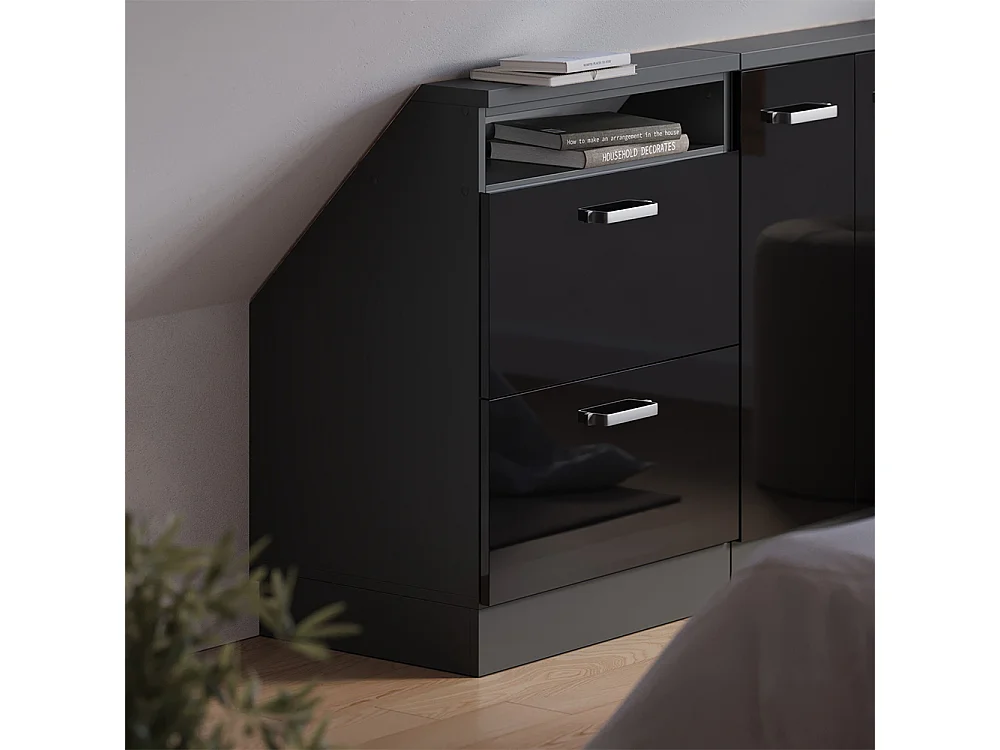 Meuble de rangement sous pente noir brillant/anthracite 60x46x81.6 rion