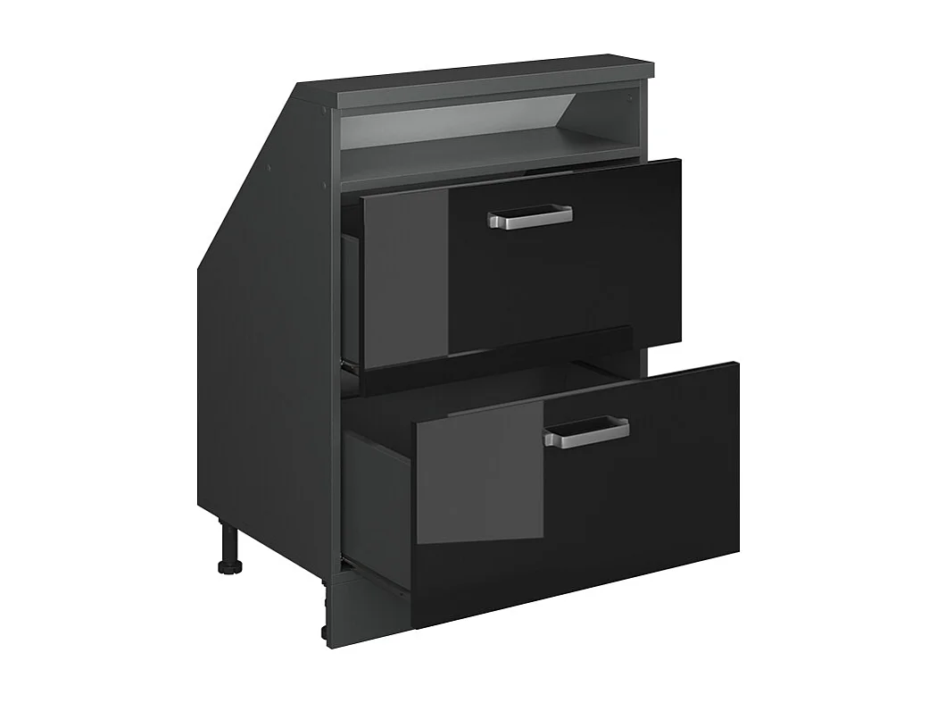 Meuble de rangement sous pente noir brillant/anthracite 60x46x81.6 rion