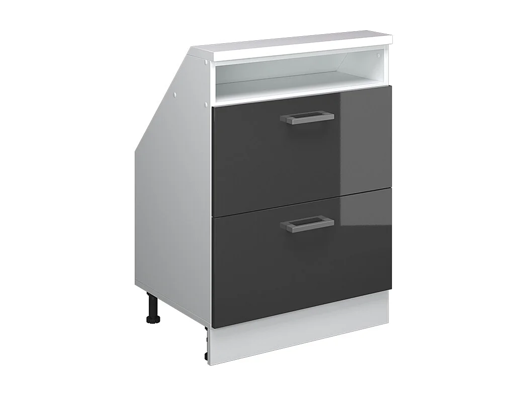 Meuble de rangement sous pente anthracite brillant/blanc 60x46x81.6 rion