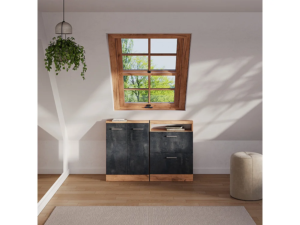 Mobile sottotetto calcestruzzo nero/quercia dorata 60x46x81.6 rion