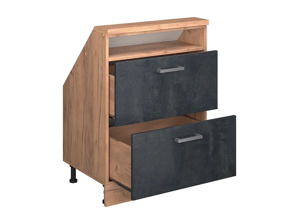 Meuble de rangement sous pente béton noir/chêne doré 60x46x81.6 rion