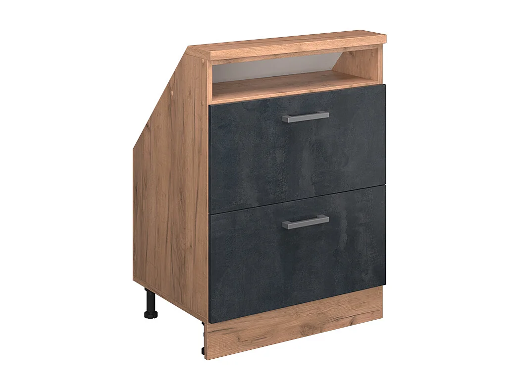 Snedtaksskåp svart betong/goldkraft ek 60x46x81.6 rion