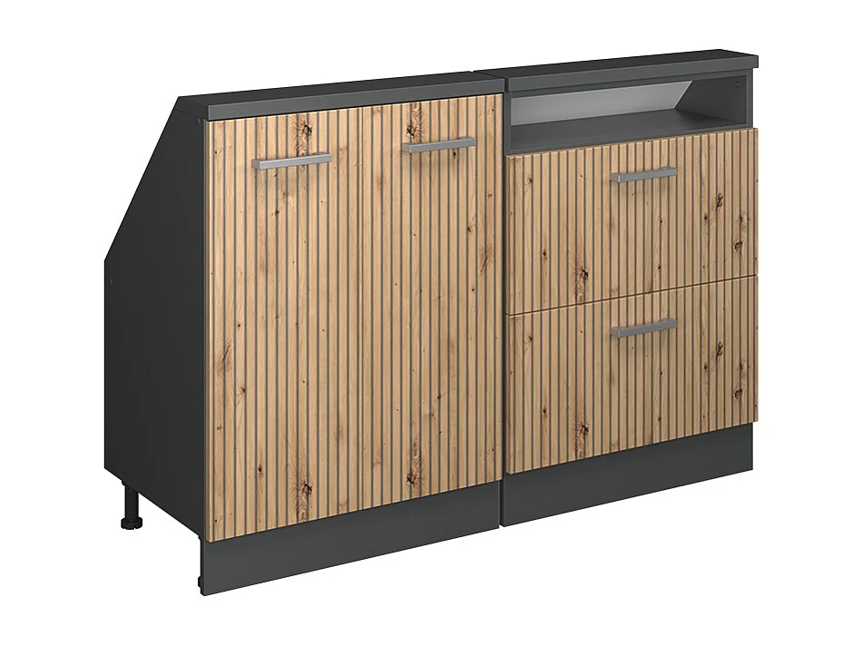 Ensembles de meuble de rangement sous pente chêne artisan/anthracite 120x46x81.6 rion