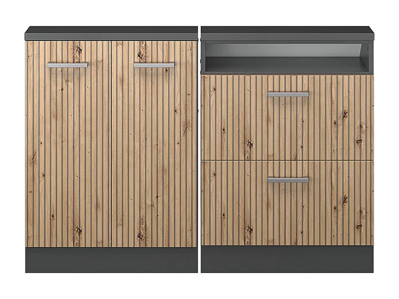 Ensembles de meuble de rangement sous pente chêne artisan/anthracite 120x46x81.6 rion