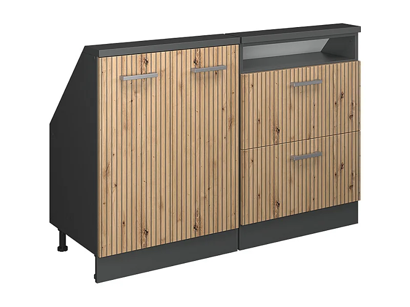 Ensembles de meuble de rangement sous pente chêne artisan/anthracite 120x46x81.6 rion