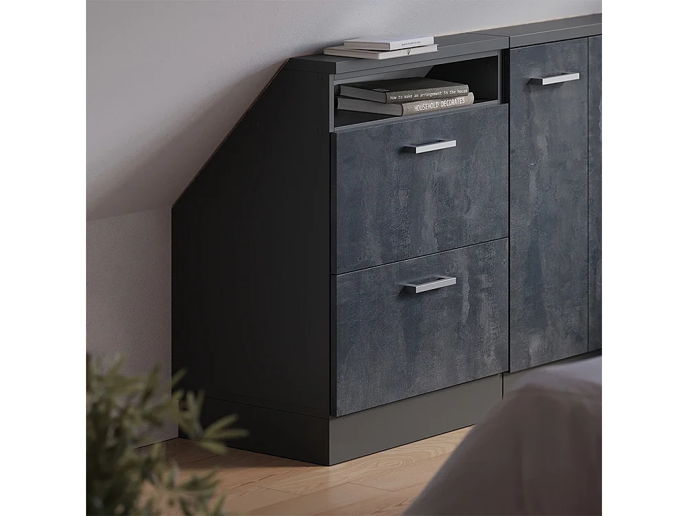 Meuble de rangement sous pente noir béton/anthracite 60x46x81.6 rion