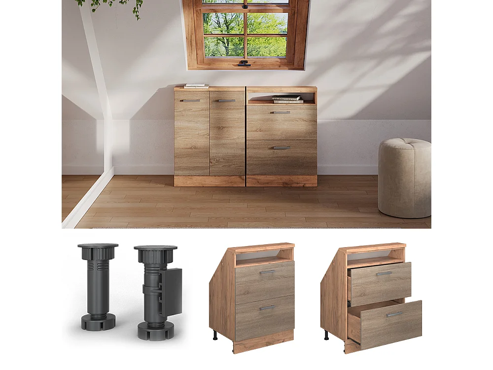 Meuble de rangement sous pente sonoma/chêne doré 60x46x81.6 rion